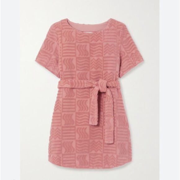 Lucy Folk Terry Mauve Mini Dress with belt - Picture 4 of 11